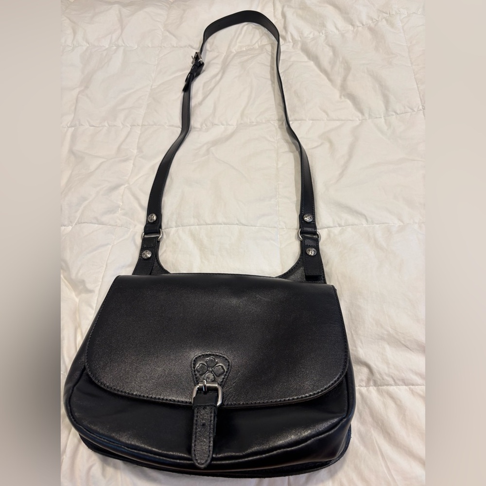Patricia Nash Black Crossbody Bag, large, leather, saddlebag
